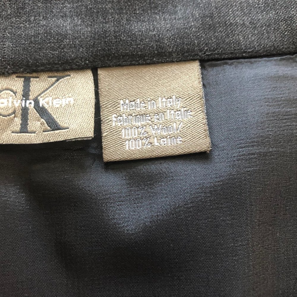 Vintage CK Calvin Klein A Line Skirt dark charcoal 100% Wool Size 6